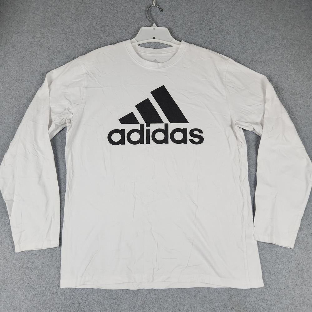 Adidas Golf T-Shirt Mens Large White Long Sleeve Logo Graphic Athletic Tee
